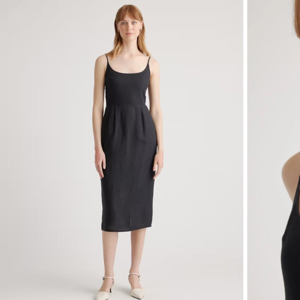 Quince European Linen Scoop Neck Midi Dress
